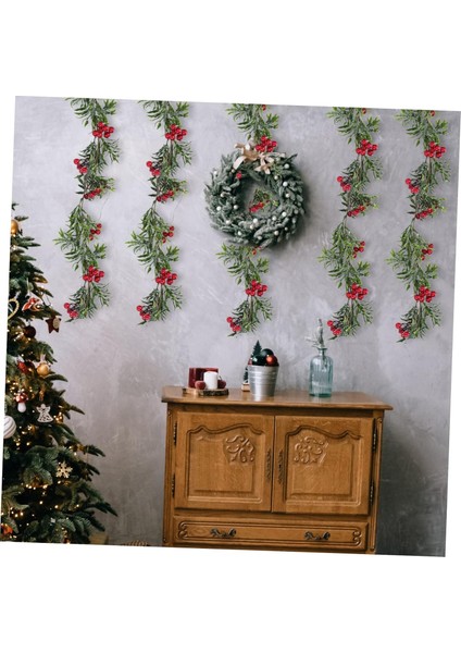 1 Adet Dize Işık Direk Yeşil Noel Işıkları Yeşil Çelenk Festoon Işıkları Dış Mekan Berry LED Işık Dizi LED Noel Garland Pille Çalışan Çelenk Plastik Yeşil Parti LED Işık (Yurt Dışından)
