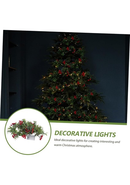 1 Adet Dize Işık Direk Yeşil Noel Işıkları Yeşil Çelenk Festoon Işıkları Dış Mekan Berry LED Işık Dizi LED Noel Garland Pille Çalışan Çelenk Plastik Yeşil Parti LED Işık (Yurt Dışından)
