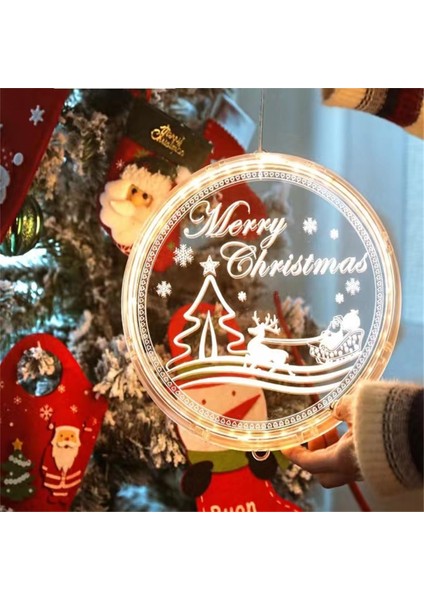 Noel Dekorasyonu Pencere Işığı，ışıklı Pencere Noel Dekoru Asılı Dize Işıklar， Işıklar Asılı 3D Işıklar Pille Çalışan，pencere Geçidi Veranda Yatak Odası Partisi Tatil Duvarı B (Yurt Dışından)