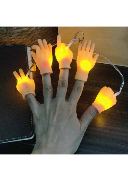 Küçük Parmak Eller Dize Işık Akülü Kukla Gösterisi Gag Performansı, Parti Hediyeleri, Çocuklar Için Eğlence, Cadılar Bayramı Komik Dekor (3M/20LED) (Yurt Dışından)