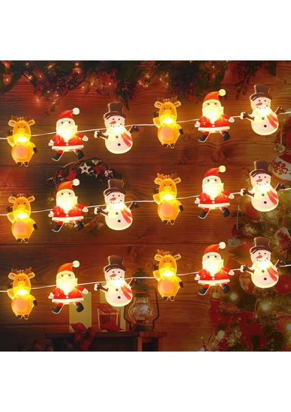Adet Noel Dize Işık 6.56 Ft 20 LED Dize Işıklar Su Geçirmez Pil Kumandalı Noel Ağacı Işıkları Noel Iç Mekan Dış Mekan Süslemeleri (Noel Baba, Kardan Adam, Ren Geyiği) (Yurt Dışından)