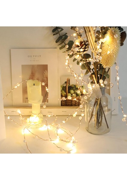 Inci Boncuklu Dize Işıklar, 2 Adet 10M / 32.8ft Pille Çalışan Peri Işıkları Inci Peri Dize Işıklar Kapalı Açık Için Sıcak Beyaz Bakır Tel Işıklar (Yurt Dışından) modelleri