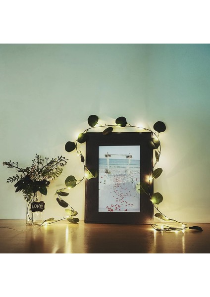 Efavormart 7ft 20 LED Yapay Yeşil Okaliptüs Yaprağı Garland, Pil Kumandalı Peri Dize Işıklar Çiçekler Parti Düğün Duvar Bahçe Bitkileri Dekor Iç Mekan Dış Mekan Dekorasyonu (Yurt Dışından)
