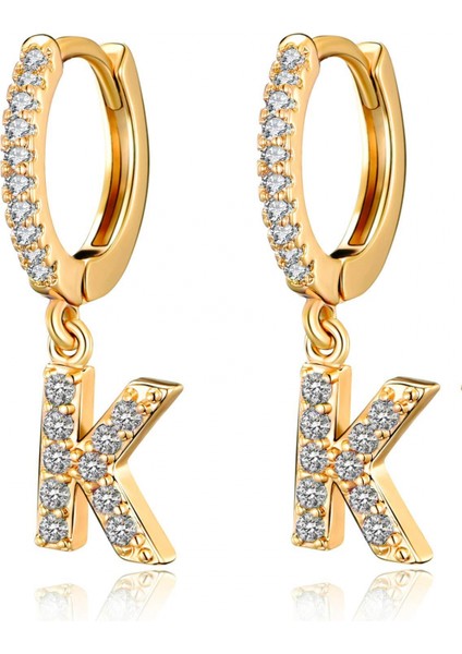 Kadınlar Kızlar Için Hoop Küpeler 18 K Altın Kaplama Zarif Küçük Dangle Hoop Kübik Zirkonya Ilk Küpe --- K (Yurt Dışından) fiyatları