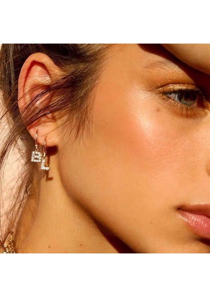 Kadınlar Kızlar Için Hoop Küpeler 18 K Altın Kaplama Zarif Küçük Dangle Hoop Kübik Zirkonya Ilk Küpe --- K (Yurt Dışından) fırsatları