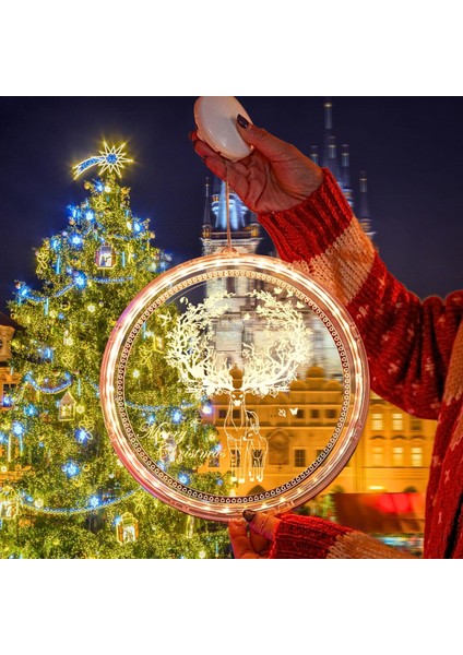 Noel Pencere Işıkları Süslemeleri-Windows Için Büyütülmüş LED Asılı 3D Işıklar, Iç Mekan ve Dış Mekan, Pille Çalışan, Şömine Için Mükemmel, Noel Ağacı, Yatak Odası Dekoru (Ren Geyi (Yurt Dışından)