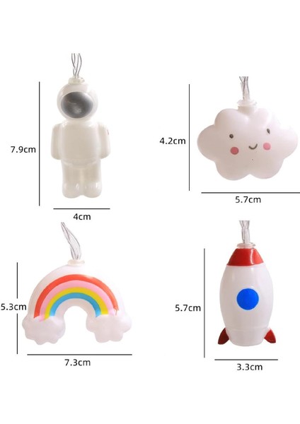 Sevimli Bulut Yıldız Roket Astronot Çocuk Odası Dekoratif Işıklar Tatil Dize Işık 20 LED Akülü Oda Gece Lambası (3M/20LED, Gökkuşağı Bulutu) (Yurt Dışından)