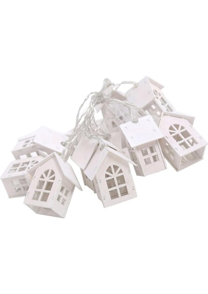 Adet Dize Minik Ev Dize Işıklar Pil Fener Noel Işıkları Dış Mekan LED Dekor LED Noel Işıkları Şömine Fener Fotoğraf Kabini Prop Pvc Beyaz Bahçe Dekor Işığı Olmadan (Yurt Dışından)