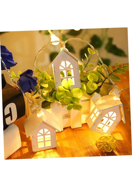 Adet Dize Minik Ev Dize Işıklar Pil Fener Noel Işıkları Dış Mekan LED Dekor LED Noel Işıkları Şömine Fener Fotoğraf Kabini Prop Pvc Beyaz Bahçe Dekor Işığı Olmadan (Yurt Dışından) fırsatları
