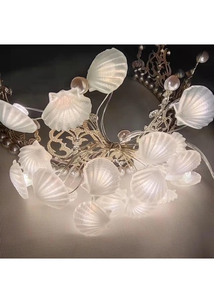 Deniz Perisi Dize Işık, 3m 30LED Plaj Dize Işıklar Okyanus Dekor Dize Işıklar Gümüş Tel Pil (Kabuk) (Yurt Dışından)