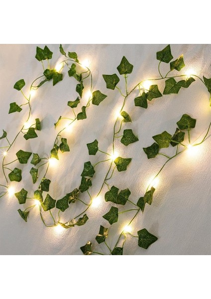 2 Paket 6.56 Ft Yeşil Sarmaşık Yaprakları Peri Dize Işıklar Pille Çalışan, 80 LED Pille Çalışan Yapay Çelenk Bitki Asma Peri Işık Yatak Odası Düğün Parti Tatil Veranda Dekor Için (Yurt Dışından)