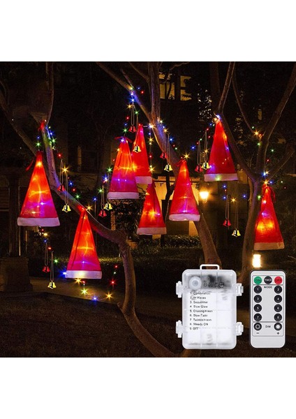 Asılı Işıklı Parlayan Noel Baba Şapkaları, Çanlarla, Noel Noel Baba Şapkası Işık Dekorasyonu, Pille Çalışan Peri, LED Dize Işık Işıkları, Yumuşak Materia, Iç Mekan, Dış Mekan, Noel (Yurt Dışından)