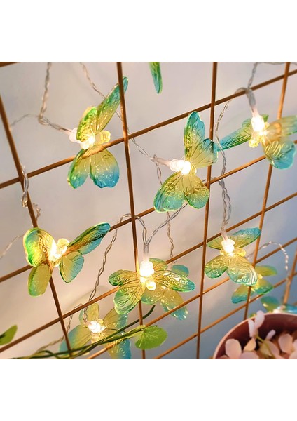 Kelebek Dize Işıklar, 10FT 20 LED Pil Kumandalı Gece Lambası Bakır Tel Peri Işık Dekor Yatak Odası Parti Bahçe Düğün Dekorasyon Için Kapalı (Yeşil) (Yurt Dışından)