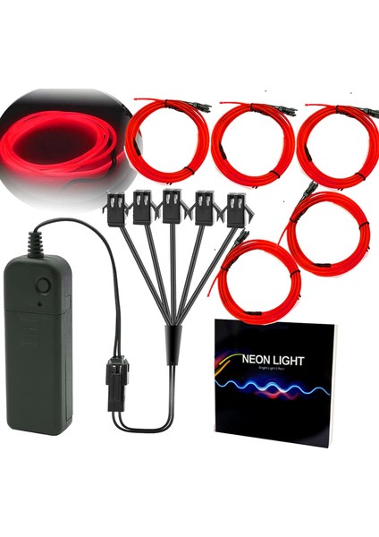 5in1 30FT (5pack 6ft) Neon Şerit Işık Teli, 3mode Stay/yavaş/hızlı Flaş El Tel Işıklar Pil Kutusu (Pil Yok) Cosplay Elbise Parti Dekorasyonu Için (Kırmızı) (Yurt Dışından)