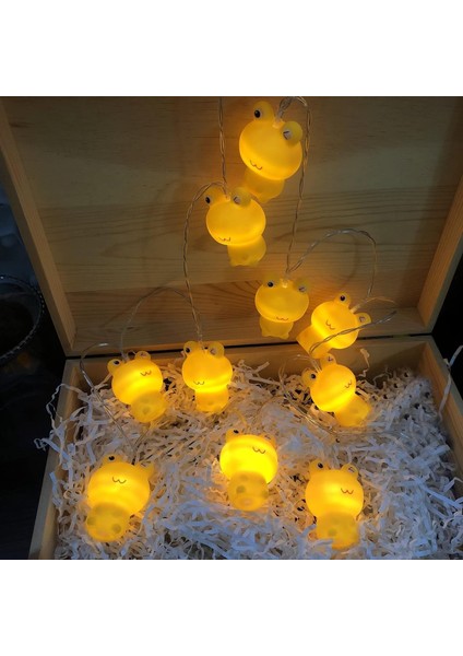Sevimli Kurbağa Dize Işıkları Sarı Kurbağa Gece Işıkları Büyük Baş Kurbağa Peri Işıkları Çocuk Yatak Odası Ev Kamp Tatil Dekorasyonu Için Akülü (3m / 20LED, Kurbağa-B) (Yurt Dışından)