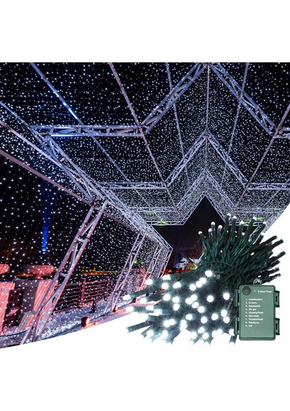 34.1ft 100 LED Pille Çalışan Noel Ağacı Işıkları Kapalı Açık Küme Dize Işık Zamanlayıcı ile 8 Mod Koyu Yeşil Tel Peri Işık Noel Veranda Yatak Odası Bahçe Süslemeleri (Whit) (Yurt Dışından)