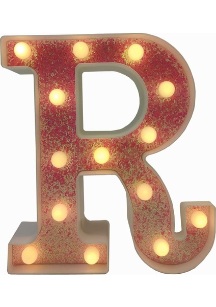 Pembe Parıltılı LED Alfabe Kayan Yazı Harfleri LED 26 Alfabe Işıklı Harfler Pille Çalışan LED Mektup Düğün Doğum Günü Noel Ev Bar Dekorasyonu Parti Gece Lambası (R Of Pin) (Yurt Dışından)