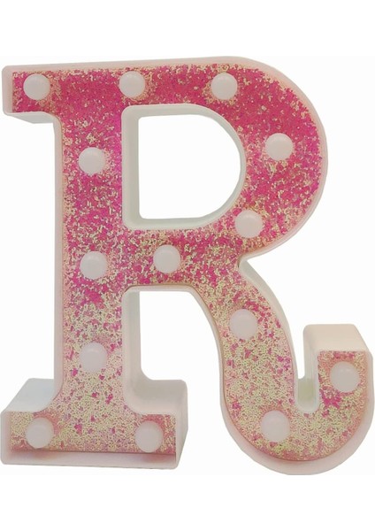 Pembe Parıltılı LED Alfabe Kayan Yazı Harfleri LED 26 Alfabe Işıklı Harfler Pille Çalışan LED Mektup Düğün Doğum Günü Noel Ev Bar Dekorasyonu Parti Gece Lambası (R Of Pin) (Yurt Dışından)