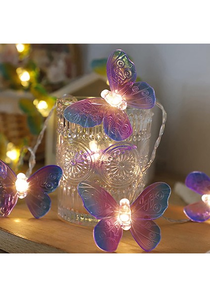 Kelebek Dize Işıklar, 6m 40LED Mor Kelebek Pille Çalışan Kapalı Açık Peri Ev Yatak Odası Partisi Doğum Günü Yaz Bahçesi Düğün Noel Dekorasyonu Için Dekoratif Işıklar (Yurt Dışından)