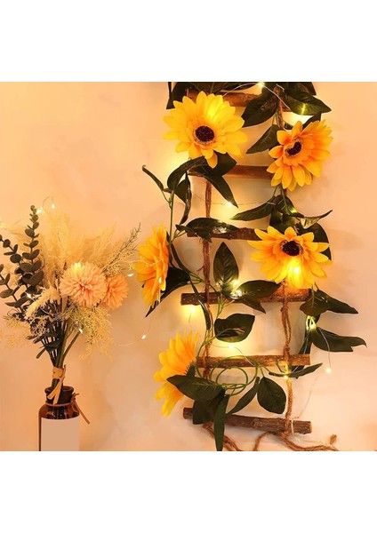 6.56 Ft 40 LED Yapay Ayçiçeği Işıkları Garland, Ayçiçeği Vines ile Ayçiçeği Başları Pille Çalışan Peri Dize Işıkları Kapalı Ev Bahçe Partisi Yatak Odası Düğün Dekor (A) (Yurt Dışından) modelleri