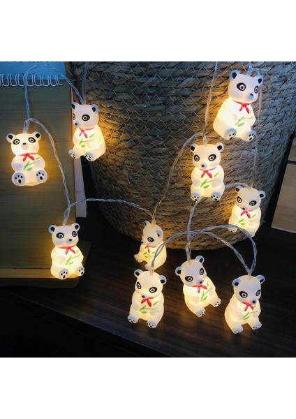 3 M 20 LED Panda Dize Işıkları LED Panda Peri Işıkları Gece Lambası Yatak Odası Bebek Odası Çocuk Odası Doğum Günü Partisi Dekorasyon (Pil ve USB Kumandalı) (Yurt Dışından)