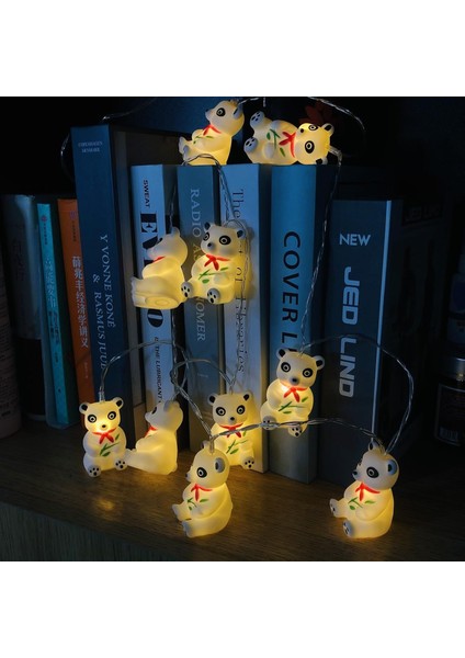 3 M 20 LED Panda Dize Işıkları LED Panda Peri Işıkları Gece Lambası Yatak Odası Bebek Odası Çocuk Odası Doğum Günü Partisi Dekorasyon (Pil ve USB Kumandalı) (Yurt Dışından)