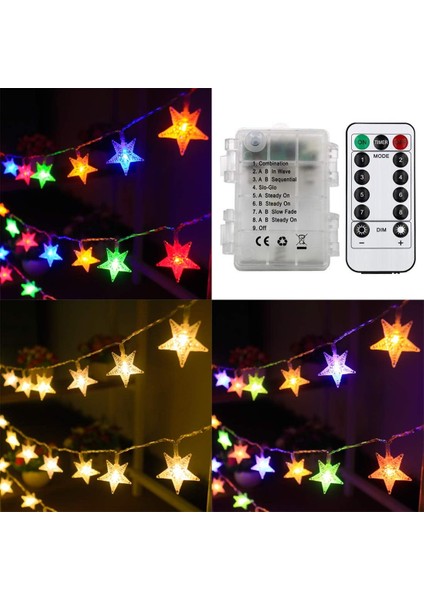Yıldız Dize Işıkları Pille Çalışan Noel Yıldız Işıkları 50 LED 16.4ft Renk Değiştiren Yıldız Peri Işıkları Uzaktan Kısılabilir LED Işıklar Yatak Odası Çocuk Çadırı Bahçe Balkon Mes (Yurt Dışından)