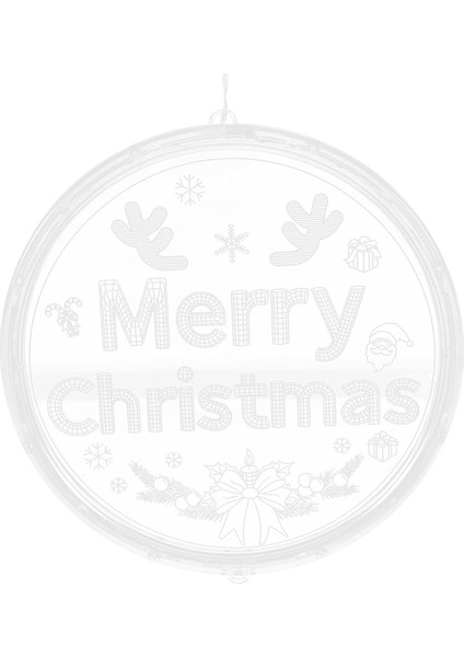 Merry Christmas Pencere Dize Işık Noel Ağacı Dize Işık Yuvarlak 2024 Yeni Yıl Noel Için LED Festival Işığı, Pil Yok (Yurt Dışından)