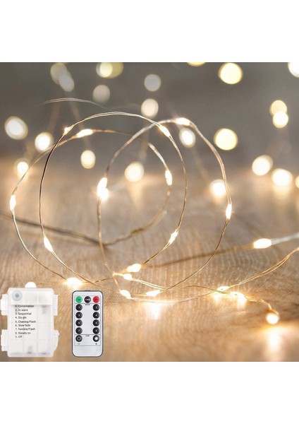 33FT 100LED Peri Işıkları, Pille Çalışan Gümüş Tel Yıldızlı Dize Işıklar Parti Düğün Festivali Sevgililer Günü Dekorasyonu Için Sıcak Beyaz Ateşböceği Işık (Pil + Uzaktan Kumanda) (Yurt Dışından)