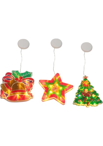 Adet Noel Süslemeleri Noel Emme Işığı Noel Asılı Işık Dekoru Noel Gece Lambası Pil Dize Işıkları Ev Dekorasyonu Astetik Oda Dekoru Noel Vitrin Dekoru (Yurt Dışından)