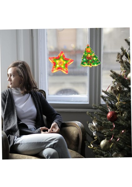 Adet Noel Süslemeleri Noel Emme Işığı Noel Asılı Işık Dekoru Noel Gece Lambası Pil Dize Işıkları Ev Dekorasyonu Astetik Oda Dekoru Noel Vitrin Dekoru (Yurt Dışından)
