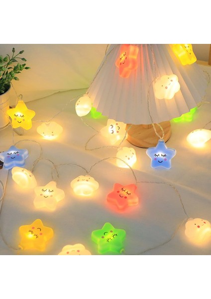 Sevimli Bulut Yıldız Roket Astronot Çocuk Odası Dekoratif Işıklar Tatil Dize Işık 10 LED Akülü Oda Gece Lambası (1.5M/10LED, Yıldız Bulutu) (Yurt Dışından) fiyatları