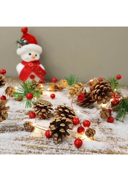 6.6ft Noel Çam Kozalağı Işıkları, 20 LED Noel Garland Kırmızı Berry, Çan, Iğne Peri Dize Işıkları Iç Mekan / Dış Mekan Dekorasyonları Için Pille Çalışan, Kış Tatili Dekoru (Sıcak B (Yurt Dışından) fiyatları
