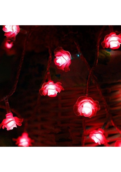 Çiçek Dize Işıkları, Pille Çalışan 4m 40LED Gül Çiçek Peri Işığı, 2 Aydınlatma Modu ile Kapalı Açık Bahçe Dekoru Için Çiçek Noel Işıkları (Kırmızı) (Yurt Dışından)