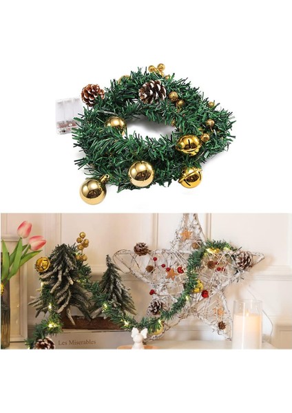 Noel Dize Işıkları Akülü Yapay Çam Iğneleri Işıklı Çelenk, Noel Ağacı Duvar Asılı Düğün Süslemeleri Için Noel Peri Işıkları, 6.5ft / 10FT (Yurt Dışından)