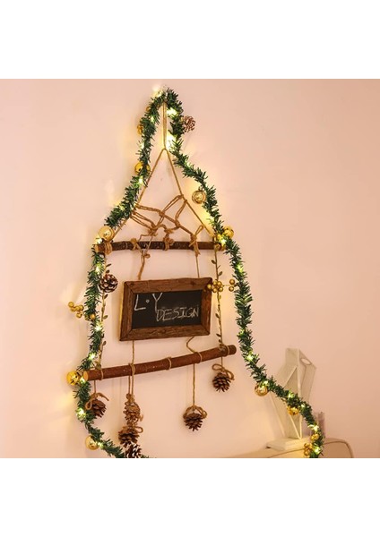 Noel Dize Işıkları Akülü Yapay Çam Iğneleri Işıklı Çelenk, Noel Ağacı Duvar Asılı Düğün Süslemeleri Için Noel Peri Işıkları, 6.5ft / 10FT (Yurt Dışından)