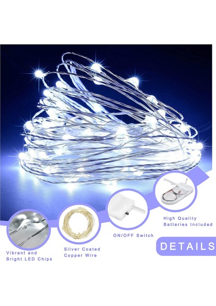 Peri Işıkları Pille Çalışan, 12'li Paket Mini Dize Işıklar, 20 LED 7ft Twinkle Firefly Starry Lights Dıy Craft Mason Kavanoz Yatak Odası Düğün Masası Noel Dekorasyonu Için (Soğuk W (Yurt Dışından)