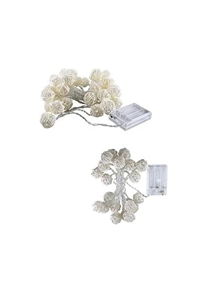 Hhf LED Şeritler LED Dize Işıklar 20/40 Rattan Topu Dekoratif Peri Zinciri Pil Kumandalı Pamuk Çelenk Topları Noel Partisi Düğün Dekor Için (Renk: Tek Renk, Boyut: 2.5m 2) (Yurt Dışından)