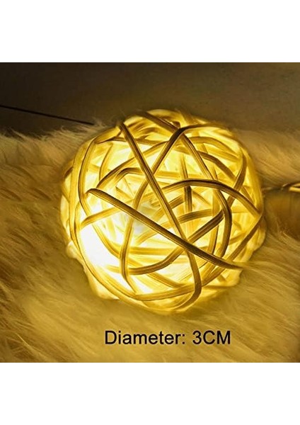 Hhf LED Şeritler LED Dize Işıklar 20/40 Rattan Topu Dekoratif Peri Zinciri Pil Kumandalı Pamuk Çelenk Topları Noel Partisi Düğün Dekor Için (Renk: Tek Renk, Boyut: 2.5m 2) (Yurt Dışından)