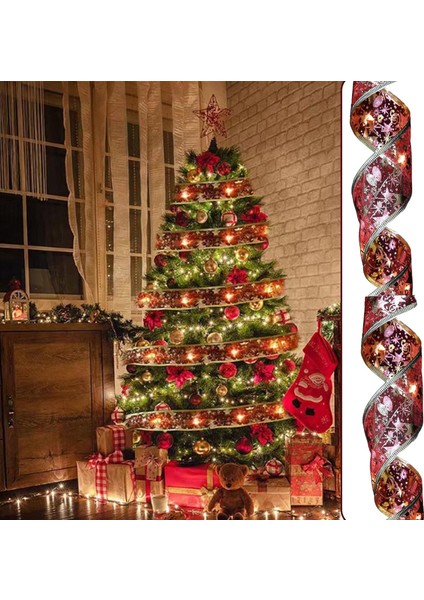 Noel Ağacı LED Şerit Işıklar, 9.84FT Akülü Noel Peri Dizeleri Işıklar Noel Süslemeleri Çift Katmanlı Bakır Tel Şerit Yaylar Parti Düğünleri Için Işıklar Yeni Yıl Hint (Yurt Dışından)