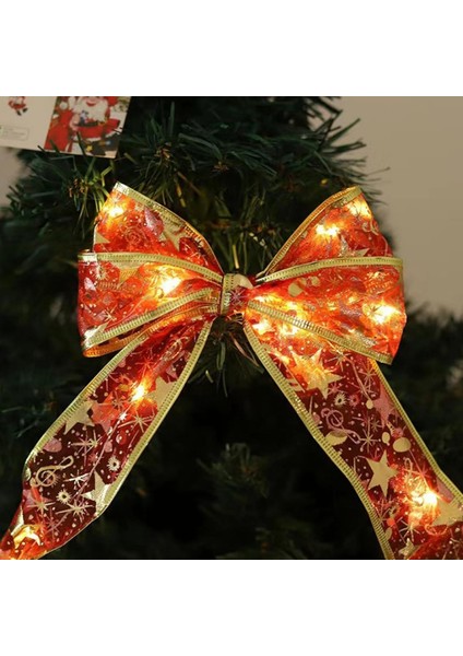 Noel Ağacı LED Şerit Işıklar, 9.84FT Akülü Noel Peri Dizeleri Işıklar Noel Süslemeleri Çift Katmanlı Bakır Tel Şerit Yaylar Parti Düğünleri Için Işıklar Yeni Yıl Hint (Yurt Dışından)