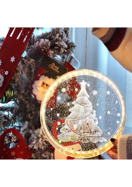 Noel Dekorasyonu Pencere Işığı，ışıklı Pencere Noel Dekoru Asılı Dize Işıklar， Işıklar Asılı 3D Işıklar Pille Çalışan，pencere Geçidi Veranda Yatak Odası Partisi Tatil Duvarı B (Yurt Dışından)