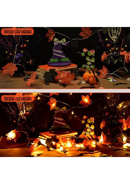 Adet Cadılar Bayramı Akçaağaç Yaprağı Dize Işıklar Yapay Sonbahar Siyah Akçaağaç Yaprağı Garland Dekor Toplam 40FT 80LED Işıklar Pille Çalışan Kapalı Akçaağaç Yaprakları Cadılar Ba (Yurt Dışından)