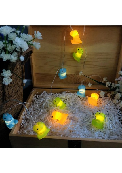 Dinozor Dize Işıkları - Pille Çalışan 20 Işıklı 9.8ft Dekoratif LED Dize - Yatak Odası, Oda Dekoru, Çocuklar Için - Dinozor Tasarımı - Yeşil/mavi/sarı (Zamanlayıcı Fonksiyonu) (Yurt Dışından) modelleri