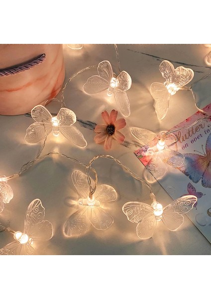Kelebek Dize Işıklar, LED Kelebek Pille Çalışan Kapalı Açık Peri Dekoratif Işıklar Ev Yatak Odası Partisi Doğum Günü Yaz Bahçesi Düğün Noel Dekorasyonu (10M 80LED) (Yurt Dışından)