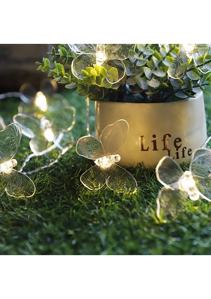 Kelebek Dize Işıklar, LED Kelebek Pille Çalışan Kapalı Açık Peri Dekoratif Işıklar Ev Yatak Odası Partisi Doğum Günü Yaz Bahçesi Düğün Noel Dekorasyonu (10M 80LED) (Yurt Dışından)