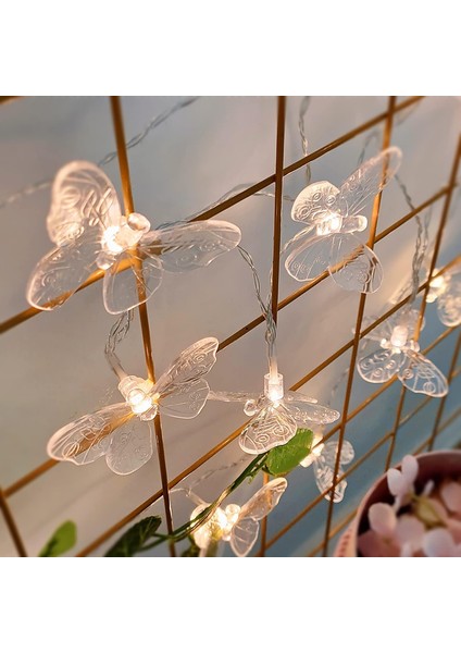 Kelebek Dize Işıklar, LED Kelebek Pille Çalışan Kapalı Açık Peri Dekoratif Işıklar Ev Yatak Odası Partisi Doğum Günü Yaz Bahçesi Düğün Noel Dekorasyonu (10M 80LED) (Yurt Dışından)