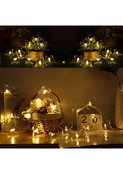 Kelebek Dize Işıklar, LED Kelebek Pille Çalışan Kapalı Açık Peri Dekoratif Işıklar Ev Yatak Odası Partisi Doğum Günü Yaz Bahçesi Düğün Noel Dekorasyonu (10M 80LED) (Yurt Dışından)