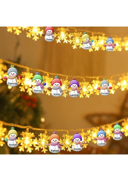 Kar Tanesi Noel Dekorasyon Işıkları Özelleştirilmiş Aile Üyesi Noel Kardan Adam Dize Işıklar 20/40/80 LED Dize Dekorasyon Işıkları Noel, Parti, I Için Pille Çalışan Işıklar (Yurt Dışından)