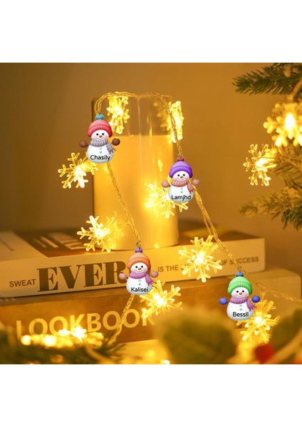 Kar Tanesi Noel Dekorasyon Işıkları Özelleştirilmiş Aile Üyesi Noel Kardan Adam Dize Işıklar 20/40/80 LED Dize Dekorasyon Işıkları Noel, Parti, I Için Pille Çalışan Işıklar (Yurt Dışından)